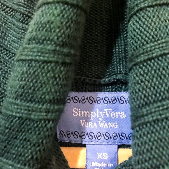 Simply Vera Vera Wang Dark Green XS Ribbed Sweater - Picture 2 of 3